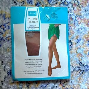 Vintage Sears Thi-top hosiery Mesh Knit Bare Beige Petite NEW